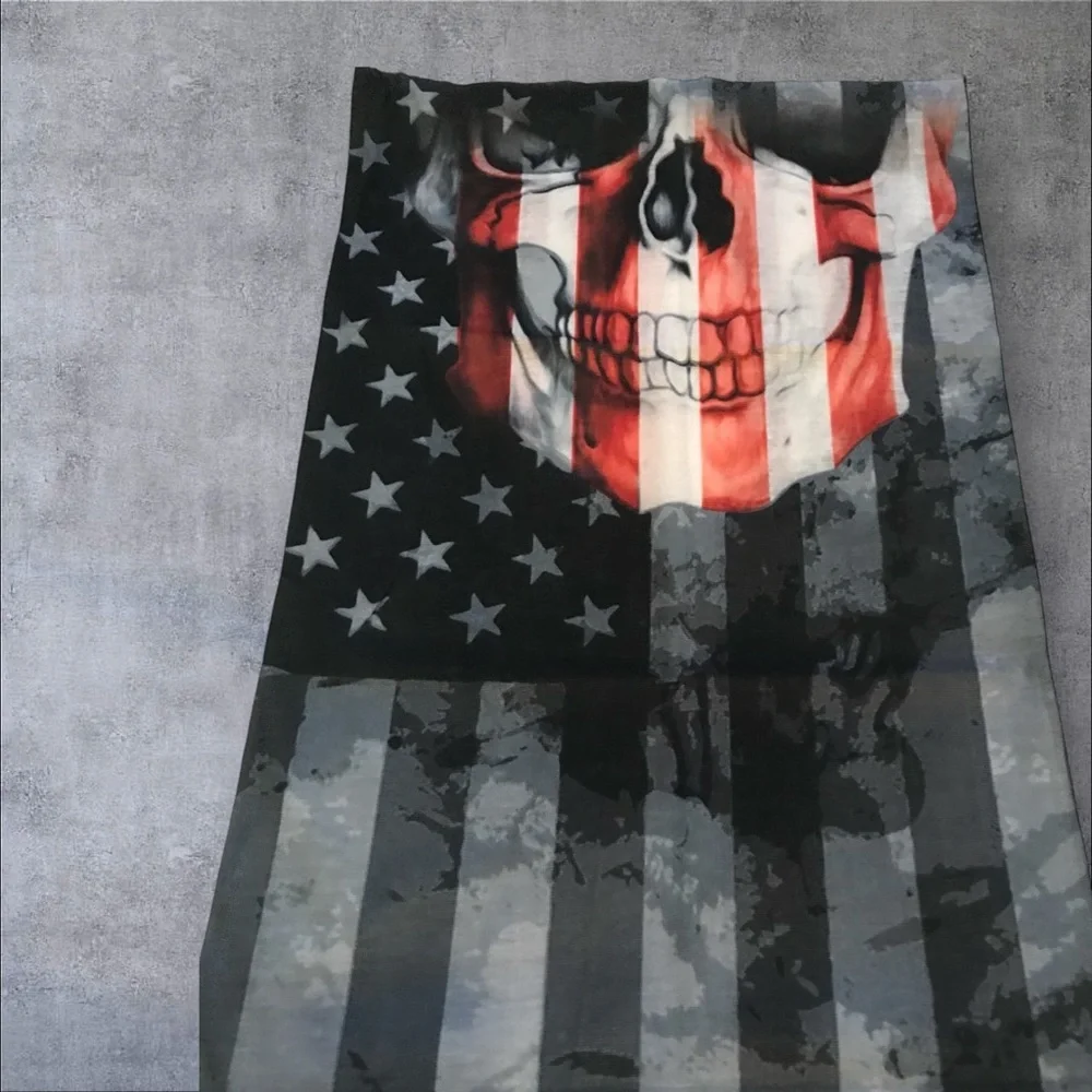 Skull Stars & Striped 16 n 1 Neck Gaiter Face Cover Dust Mask Biker Rag